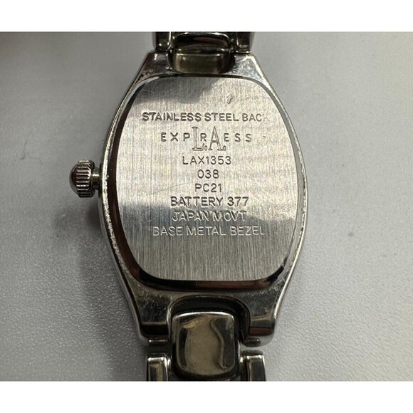 3/$30 L.A. Express Watch Women Silver Tone Blue Mother Of Pearl Dial 6.5" - Picture 5 of 14